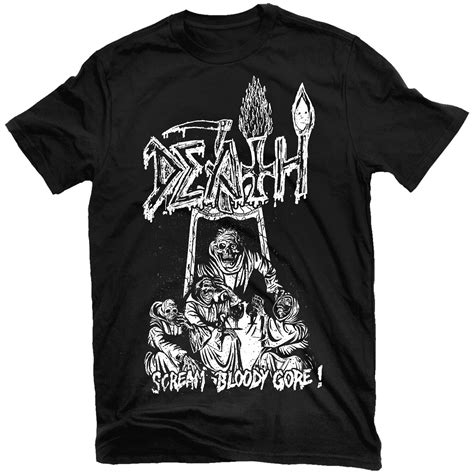 Death Scream Bloody Gore Line Art Black T Shirt New Relapse Records