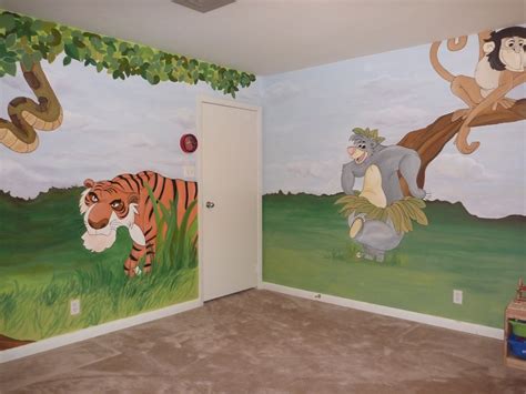 A mural is any piece of artwork painted or applied directly on a wall, ceiling or other large permanent… Murals by Rebeca in Muscat, Oman: Jungle Book Mural