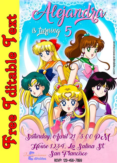 Free Editable Template Sailor Moon Invitation 01 2024
