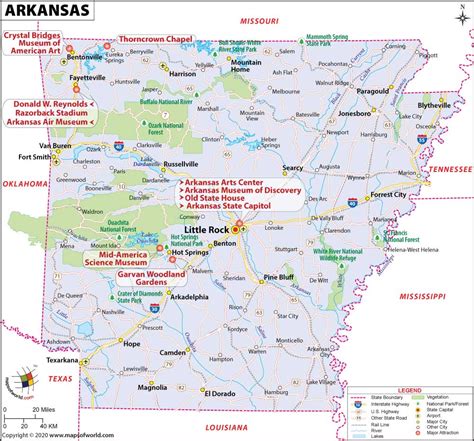 Arkansas Map Of The United States Of America