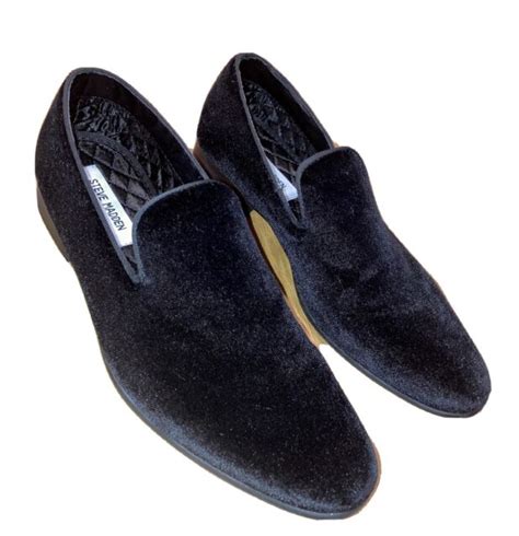 Steve Madden Mens Laight Black Velvet Loafers Size For Sale Online EBay