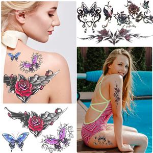 Amazon Com OIIKI Sheets Temporary Tattoos For Women Fake Tattoos Stickers Butterfly