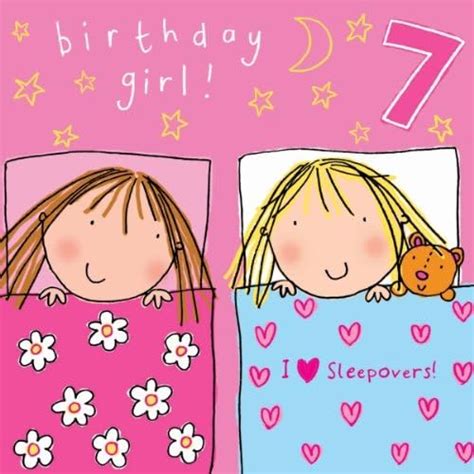 Twizler 7th Birthday Card For Girl With Sleepover And Swarovski Crystal