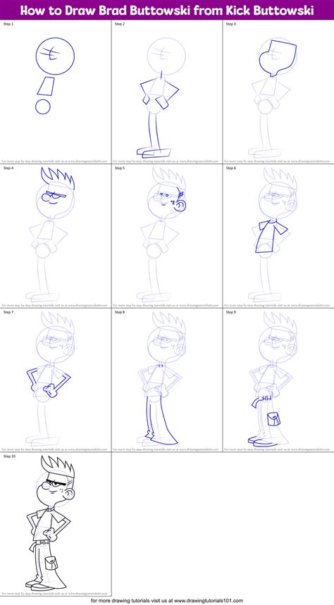 How To Draw Brad Buttowski From Kick Buttowski Printable Step By Step Drawing Sheet
