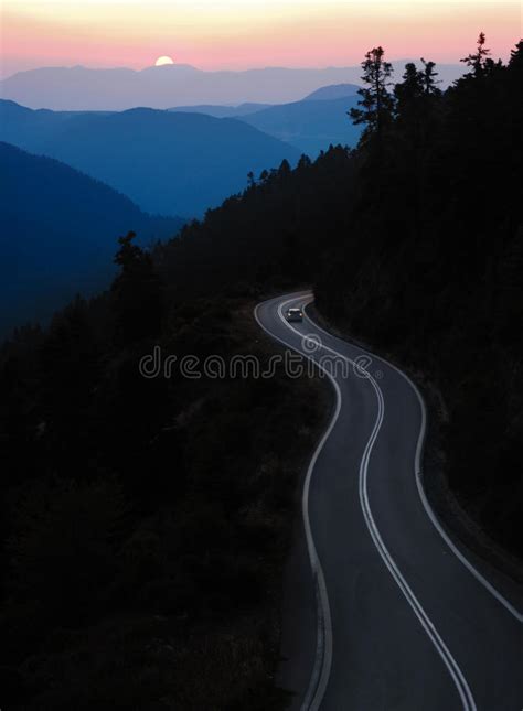 Mountain Road At Sunset Stock Image Image Of Ridge Forest 12040447