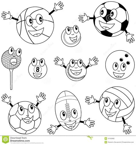 Coloring Sport Balls Characters Stock Vector - Illustration of design, billiards: 15192982