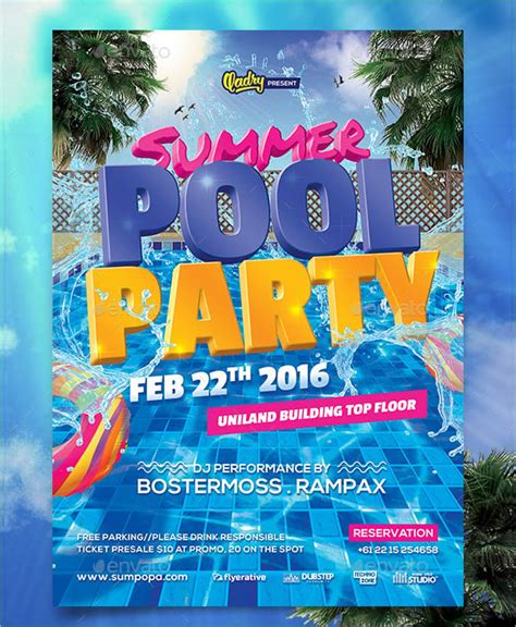 Pool Party Flyer Template Blank