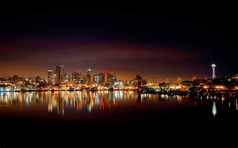 Free Download Seattle Skyline At Night Wallpapers 1680x1050 320989