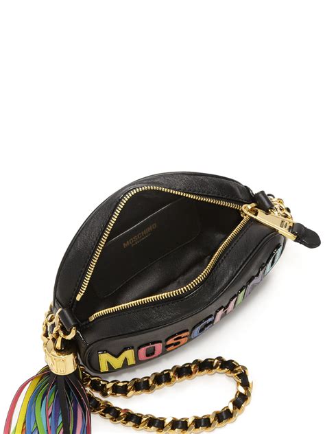 Lyst Moschino Logo Chain Strap Crossbody Bag In Black