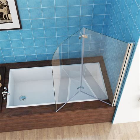 Miqu 1000 X 1400 Mm Shower Screen 2 Folding Bath Screen 180° Hinge Door