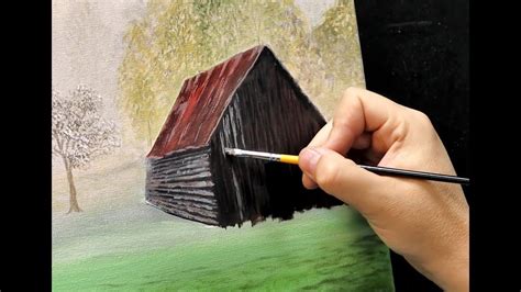 Simple Rustic Barn Acrylic Painting Tutorial Painting Art