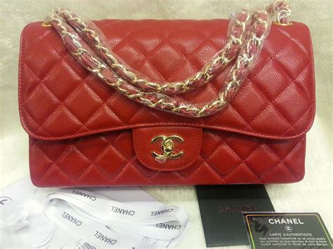 Chanel Red Caviar Jumbo Classic Flap Bag Shw 64001 Iucn Water