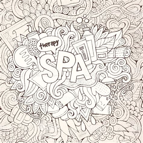 Spa Hand Lettering And Doodles Elements Background Vector Doodle