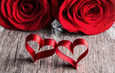 Wallpaper Love Heart Roses Petals Pair Red Love Heart Romantic