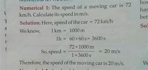 The Speed Of A Car Is 72 Km H 1 Express It In M S 1