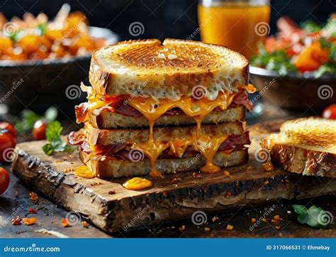 Mouthwatering Presentation: AI Generated Grilled Sandwich Cheese Stock