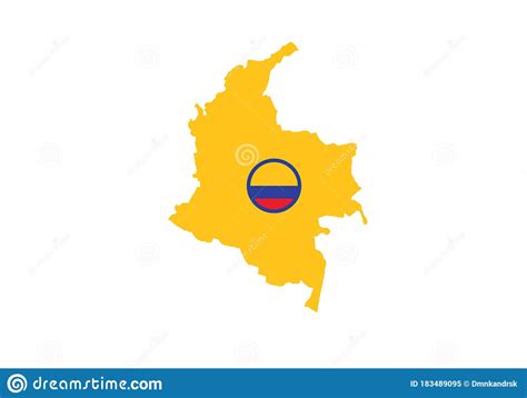 Colombia Outline Map Country Shape State Borders National Symbol Flag