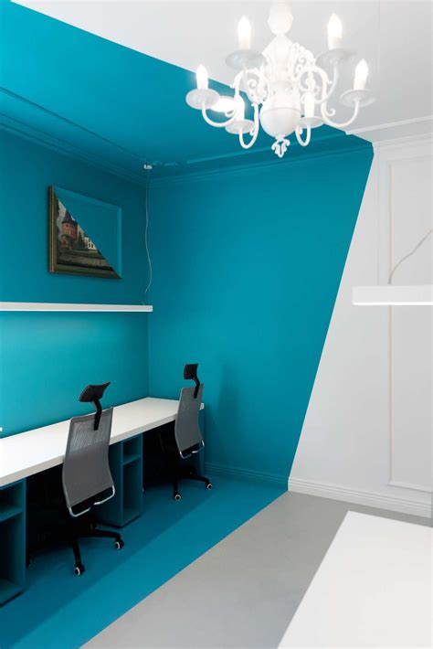 A Creative Idea For Painting Walls And Floors Gave This Office A Unique