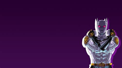 Jojo Killer Queen Standing On Side With Dark Purple Background Hd Anime