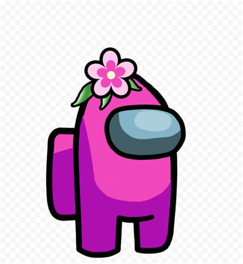Hd Pink Among Us Crewmate Character With Flower On Head Png Citypng