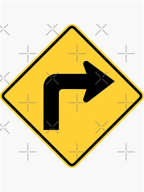 American Road Signs W1 Series Turn Right Sticker By Bryanchien