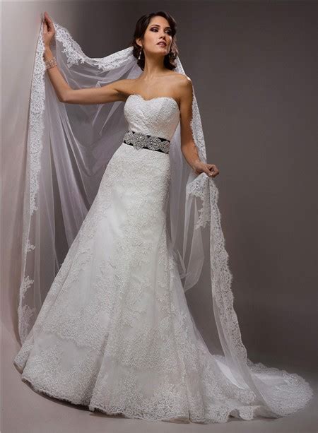 Brand new bride to be sashes! Classic Slim A Line Strapless Lace Wedding Dress With ...