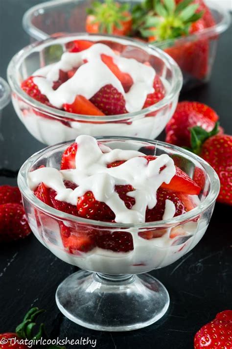 Find all the whipped cream tips and recipes here! Strawberry and whipped cream (vegan style) - That Girl ...
