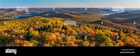 Colorful Autumn Panoramic View South Over The Great Sacandaga Lake From