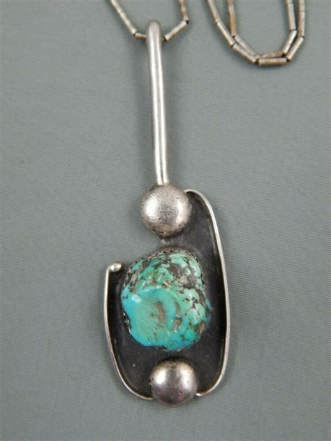 Vintage Native American Southwestern Sterling Turquoise Pendant