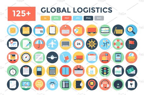 125 Flat Global Logistics Icons ~ Icons ~ Creative Market