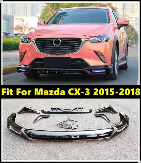 Car Body Kit Front Bumper With Led Lights Rear Bumper Lip Fit For Mazda