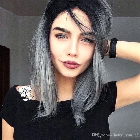 Natural Hairline Gray Wigs Women s Short Lace Front Coloración de cabello Color de cabello