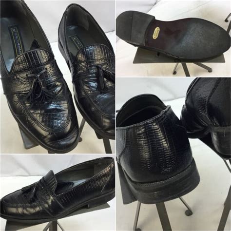 Stacy Adams Snake Skin Tassel Loafers Shoes Men Black Slip On Euc Ygi A Ebay