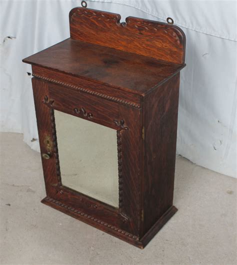 Bargain Johns Antiques Oak Wall Mount Medicine Cabinet With Beveled