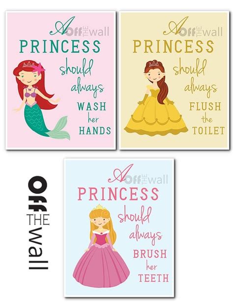 Princess Bathroom Art Prints Set Of 3 8x10 A Princess