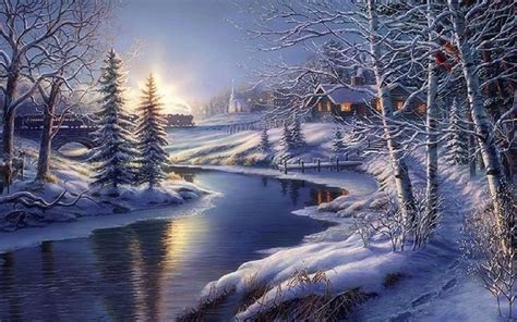 Beautiful Winter Scenery Winter Landscape Winter Painting