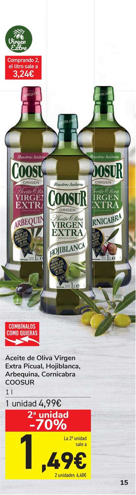 oferta 2ª unidad 70 aceite de oliva virgen extra picual hojiblanca