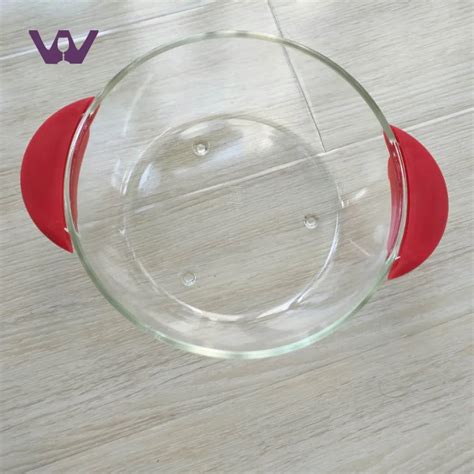 Hungyee Heat Resistant Borosilicate Pyrex Glass Cooking Pot With Silicone Handles Cookware Pot