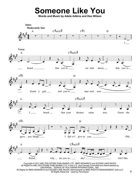Someone Like You Sheet Music By Adele Voice 167205