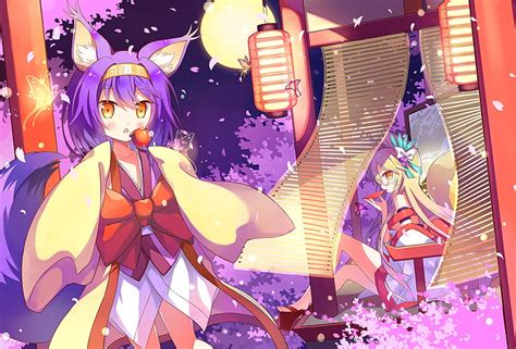hd wallpaper purple hared female anime character digital wallpaper no game no life wallpaper