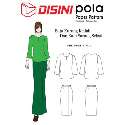 Pola Pakaian Baju Kurung Kedah Designer Arfah Jailan Shopee Malaysia