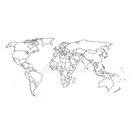Detailed World Map And Borders Vector Illustration Free Printable World