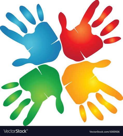 Teamwork Hands Colorful Royalty Free Vector Image