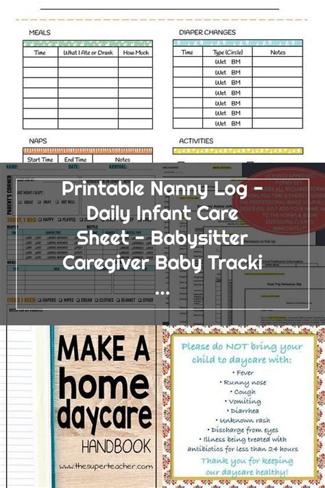 Printable Nanny Log Daily Infant Care Sheet Babysitter Caregiver