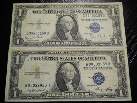 Series 1935 D And E Silver Certificate Dollar Bills W No In God We
