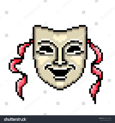 Laughing Theatre Face Mask Pixel Art เวกเตอร์สต็อก ปลอดค่าลิขสิทธิ์