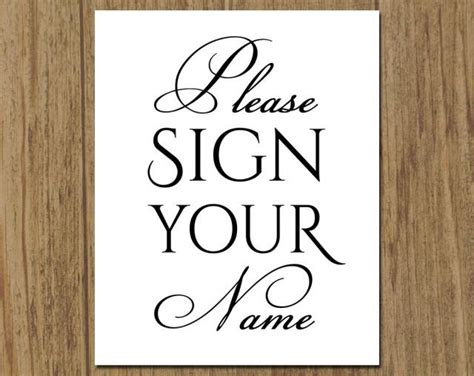 Please Sign Your Name Guestbook Sign Wedding Bridal Shower Sign