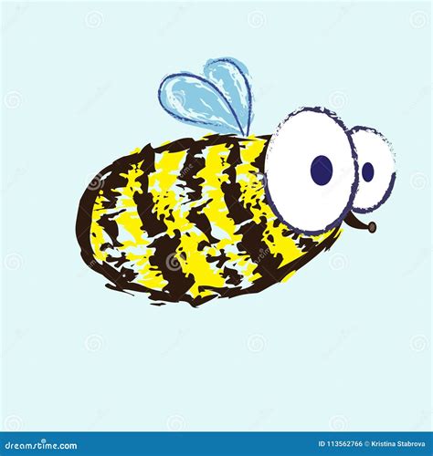 Flying Bumblebee On A White Background Vector Cartoon Illustration