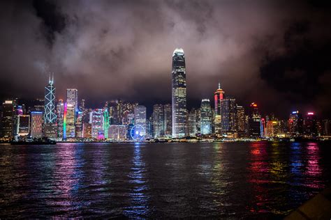 Download Hong Kong Skyline At Night Royalty Free Stock Photo And Image
