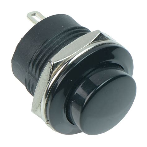 Black Off On Low Profile Round 16mm Momentary Push Button Switch 3a